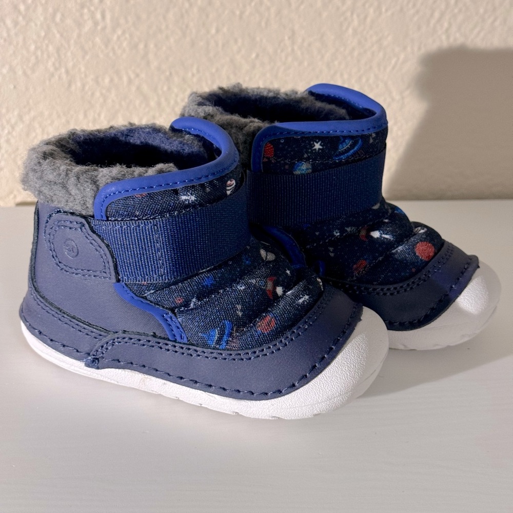 Stride Rite navy infant toddler SM Channing unisex boots size 5W